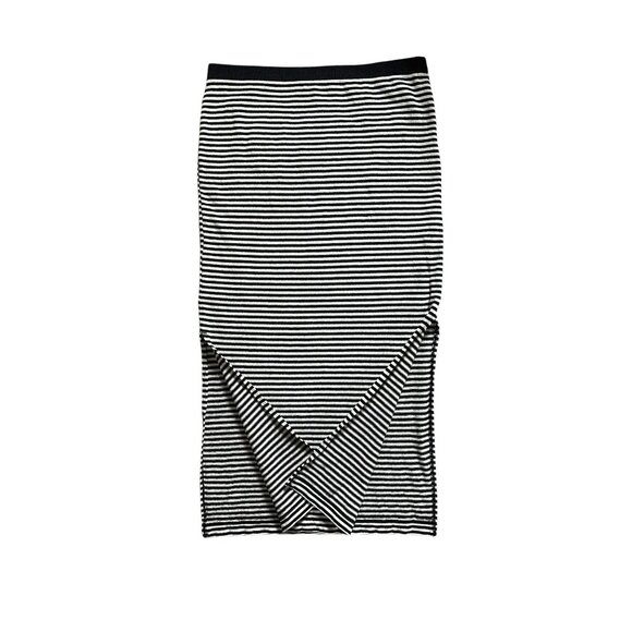 Gap Womens Maxi Skirt S Striped Black White 100% Cotton Side Slits Casual Work - Picture 3 of 7